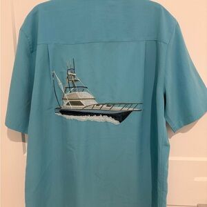 Blue Casual Button Down Shirt with Nautical Design